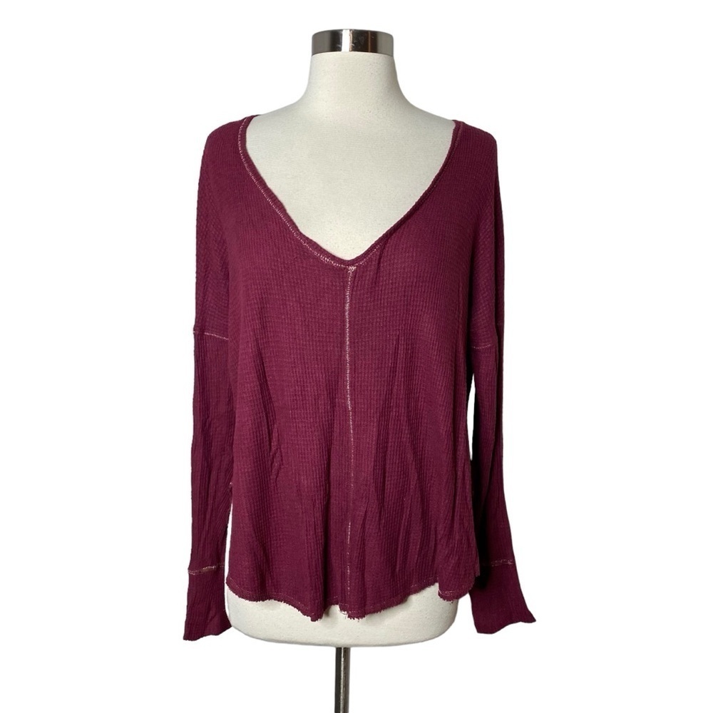 Anthropologie Saturday Sunday Hi Lo Waffle Knit Top Xs